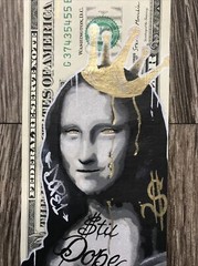Mona Lisa STILL DOPE 1 Dollar Original painting Graffiti Art Tattoo Art