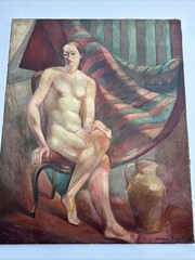 Antique Painting Pretty Woman Female Art Deco Nicolas Poliakoff Russian Large