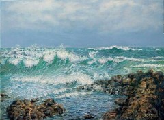Anastasia Woron :“ Atlantic Tenerife “ -óleo Original Signed (13 13/16×10 5/8in