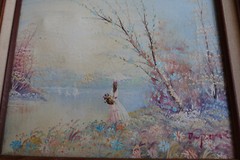Alfred Du Pont Oil Painting on Cavas Woman by the Lake Framed with Appraisal
