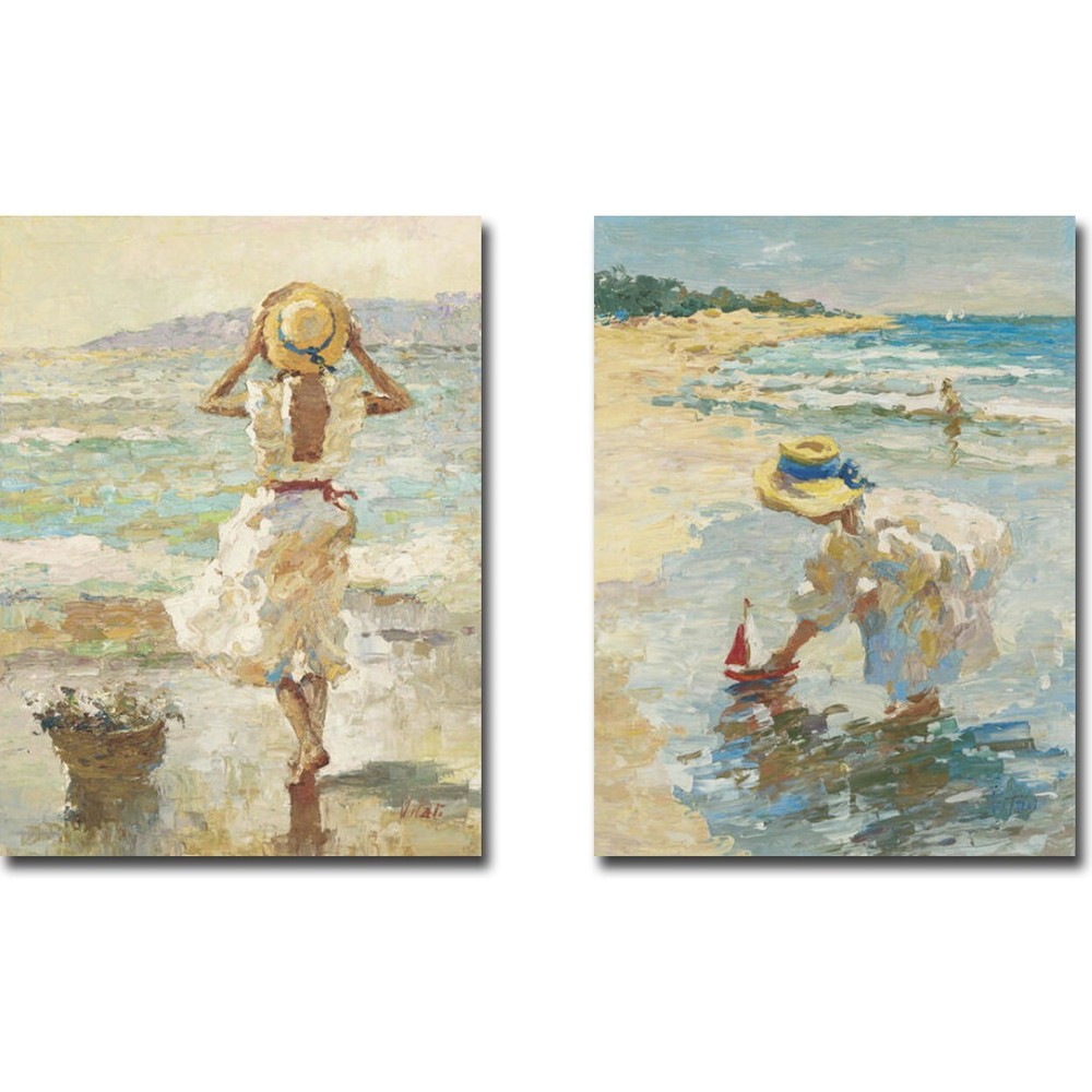 Seaside Summer 1 & 2 by Vitali Canvas Giclee 2-pc Art Set (24 in x 18 in each)