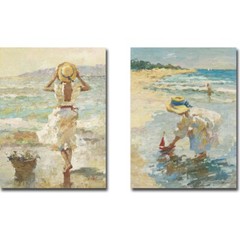 Seaside Summer 1 & 2 by Vitali Canvas Giclee 2-pc Art Set (16 in x 12 in each)