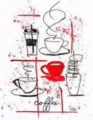 But First Coffee Original Ink Acrylic 8×10 Canvas Coffee Wall Art Signed Decor