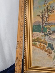 1953 Vintage Original Oil Painting of A Winter Day Signed Framed Unknown Artist