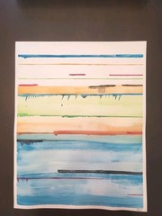 Original Abstract 11×14 Painting On Heavy paper Watercolor Lines Modern Art