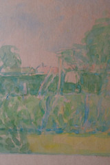 American or European painting house landscape French impressionist style