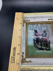 Antique Silhouette Picture, Reverse Painting On Glass, Ornate Gold Frame
