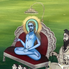 “Krishna” Hindu Mughal Antique Painting Indian Mystic Ceremony Persian Signed