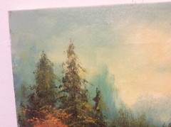 Signed Phillip Cantrell Vintage Oil Painting House in the Woods 12” x 16”