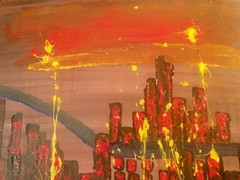 abstract paintings on canvas original twilight boom of the urban dream mini city