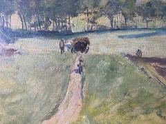 Oil Painting Acker Fields Morning Against Farms 1921 Summer Day Signed Illegibly