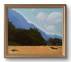 Oleo sobre tela, rio Maipo, Sudamerica.