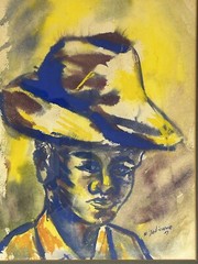 Beautiful Framed Original Signed Watercolor by Haitian Artist Emmanuel Jolicoeur