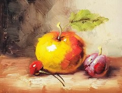 8×10-Stretched- Impression Fruit- #9, Oil Painting on Canvas-(Not Framed)