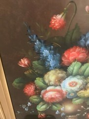 VTG S.EASTON OIL PAINTING ON CANVAS STILL LIFE 21 1/2″ x 17.25″for 16″ x 12″