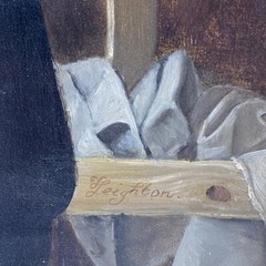 Antique Oil Painting, Sculptor in his Studio, after Sir Frederic Leighton c.1860