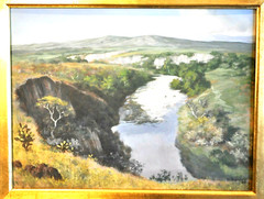 Vintage Oil Painting – „Tranquil River“ Landscape – Mexico – Gustavo Valenzuela