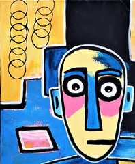 A.Z. Davis 20X16″ NewPainting Portrait Men Figurative Outsider Expressionist Art
