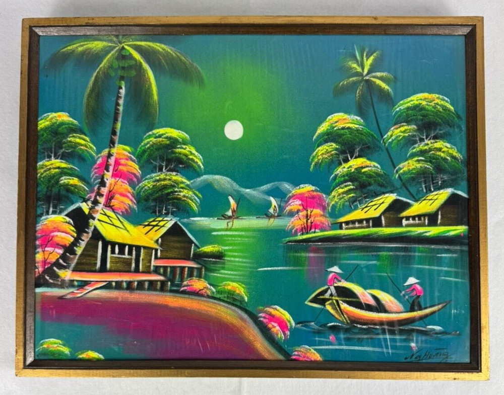 SIGNED Vietnamese Silk Painting by NG Hoang – Framed 20″x16″
