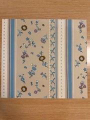 Original Gouache Textile Design Wide Floral Vine Diamond Stripe Border Pattern