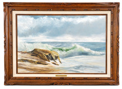 Beach Coastal Landscape Oil Painting Ocean Shore Sea Signed Gary Hyer 45″ x 34″