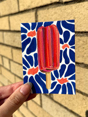 Original ACEO Popsicle Acrylic Painting OOAK Signed 2.5×3.5 in
