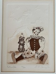 D B HARVEY PETRUSHKA ETCHING 1986 LIMITED EDITION 125/200 FRAMED 16″ X 13″