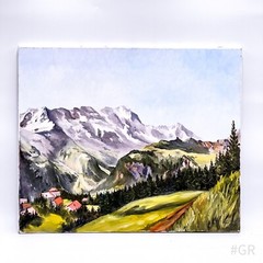 Vintage Oil Landscape Painting on Canvas, Framed, Haug 2000 (50 x 59 cm)