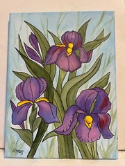 9 x 12 Original Acrylic Painting on Canvas…..“Three Irises“