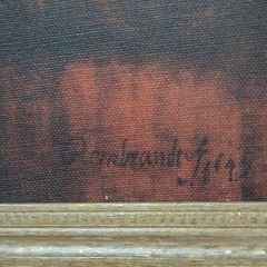 Rembrandt Framed Signed Oil Painting Portrait of Woman on Canvas, 1919