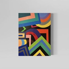Large Hard-Edge Acrylic Painting Retro Modernist Style