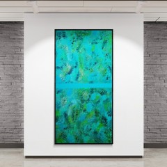 One-of-a-Kind Green ColorField Luxury Textured Abstract Canvas Art 59×30 in