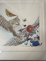 Original Chris Conover 1985 Illustration Artwork Watercolor Painting Cat Framed