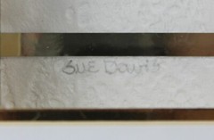 Sue Davis flower pottery tiles, shadowbox frame, Fort Wayne artist, post modern