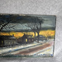 Unframed Moody Winter Landscape Oil Painting Art Canvas Koch Signed 16″ by 11″