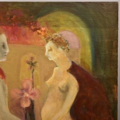 FREDERICK SPRAGUE Original Vintage Signed Figurative Double Portrait Painting