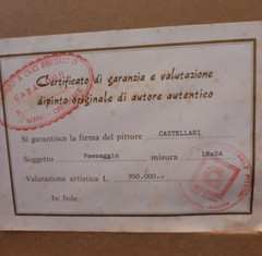 VTG PAINTING BY CASTELLARI „PAESAGGIO“ 18X24 FRAMED WHITE WOOD (ART1-16-M-0)