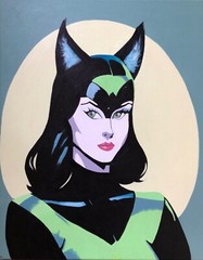 acrylic original painting art cat woman canvas new
