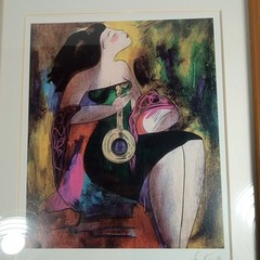 2 Linda Le Kinff Serigraph „Note d’Or“ & „Debbie“ Matted Framed Signed 15″x12″
