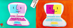 Apple Computer iBook Clamshell 02 . ORIGINAL Painting 2005 . COA