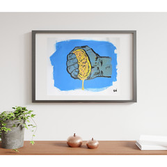 Orange Juice Squeeze, Contemporary Expressionist 11×14 Blue, Yellow, & Orange