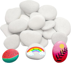 20PCS White Painting Rocks, Medium Rocks for Painting ，2.0″-3.0″ DIY Rocks Flat