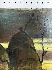 1935 Original Urbain Gerlo Oil On Canvas Belgian Winter Haystacks Signed
