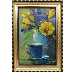 Pansy Flowers Original Oil Painting 4×6 Framed Signed Purple Floral Still Life