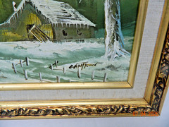 PHILLIP CANTRELL SIGNED CANTROW PAINTING BARN IN WINTERTIME