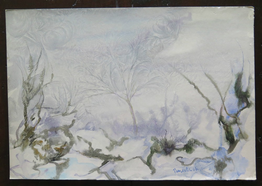 Landscape With Snow In Winter Modern Painting 1960’s Painted On Canvas P16