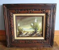 Framed Artwork Desert Scene Yucca Plants Signed Olean