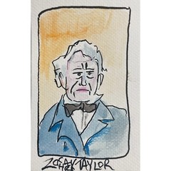 Zachary Taylor – Watercolor and Acrylic Marker on Paper 2.5X5in @elsantosworld
