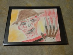 Hand Drawn Art Freddy Kruger In A 16″ x 12″ Glass Front MCS Format Frame