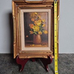 Robert Cox Original Canvas Oil Painting Floral Signed Framed 7.5”x9.5”